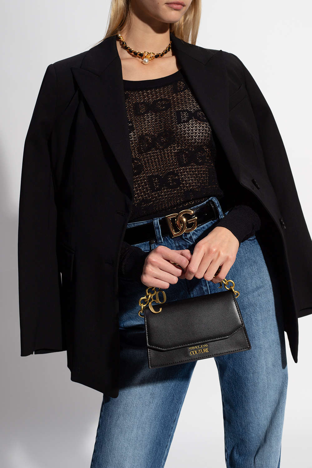 Gabbana Dresses Czarny - Leather belt with logo Dolce